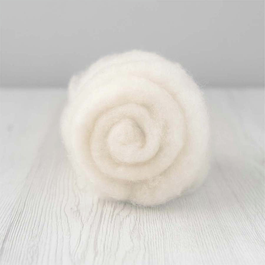 Carded Felt Wool Needle Felting Carded Batt Cream Maori DHG Natural White