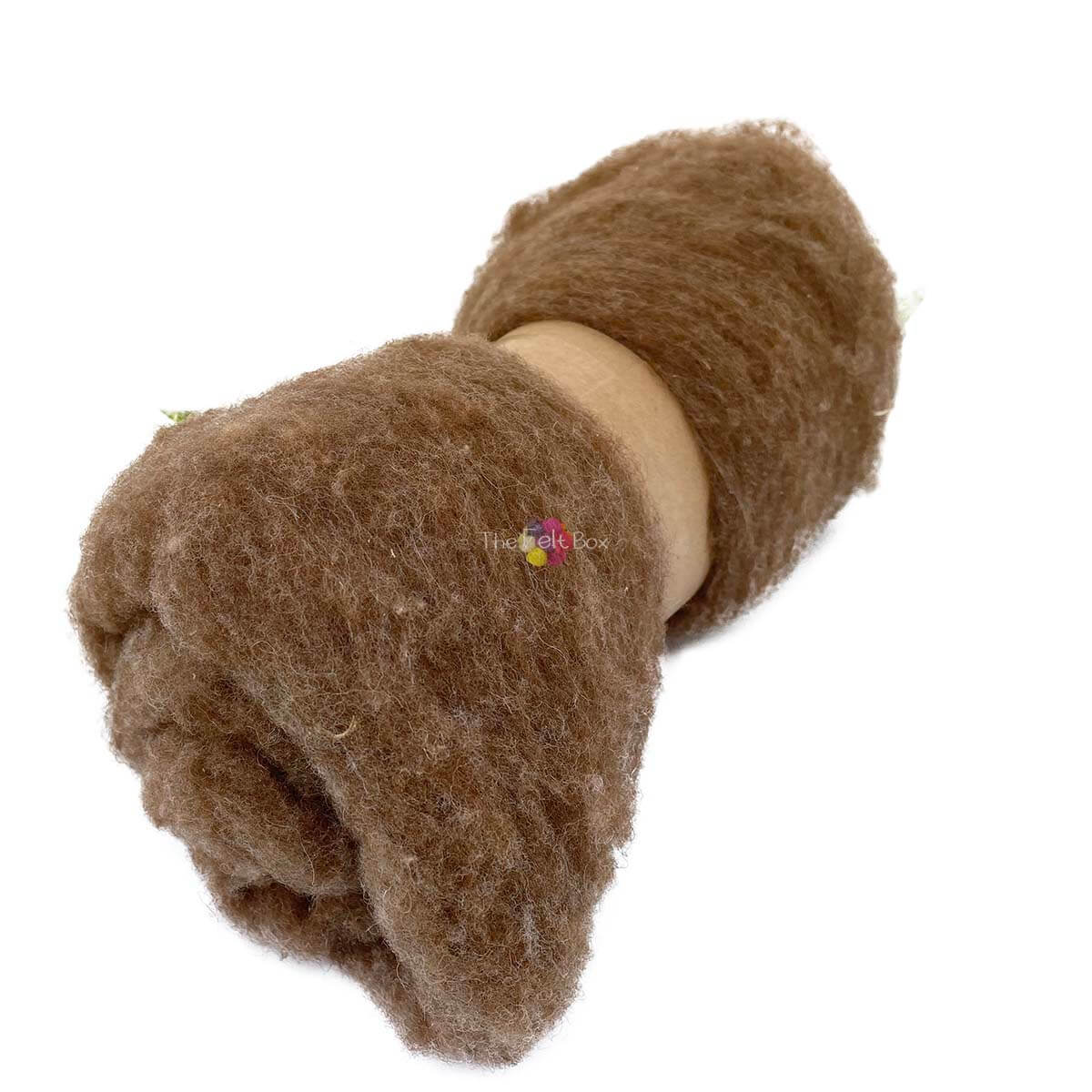 Carded Batt Shetland, Core Wool - Moorit Natural Brown 200g