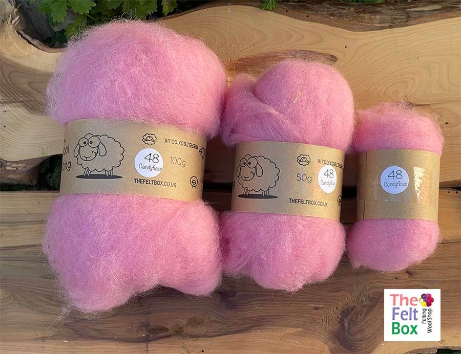 Carded NZ Wool For Needle Felting Batts - Candyfloss #48