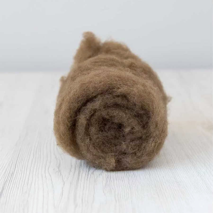 Carded Felt Wool Needle Felting Carded Batt Brown Beige Bear Maori DHG Nut