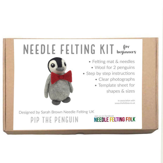 Needle Felting Kit- Pip The Penguin by Sarah Brown. Makes Two.