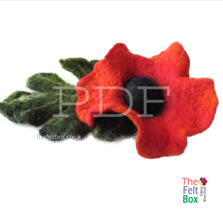 Wet Felting Poppy Flower PDF Tutorial for Beginners