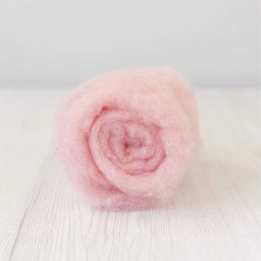 Carded Felt Wool Needle Felting Carded Batt Pink Candyfloss Maori DHG Powder