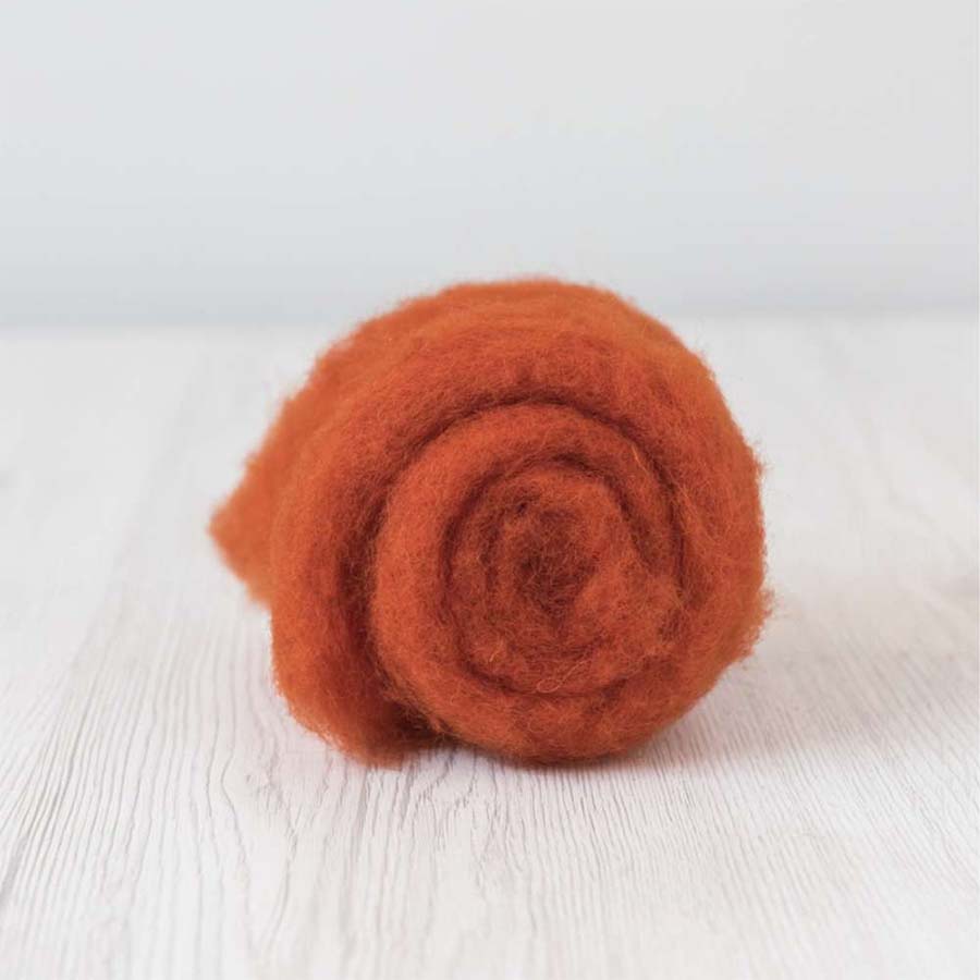 Carded Felt Wool Needle Felting Carded Batt Fox Orange Maori DHG Pumpkin