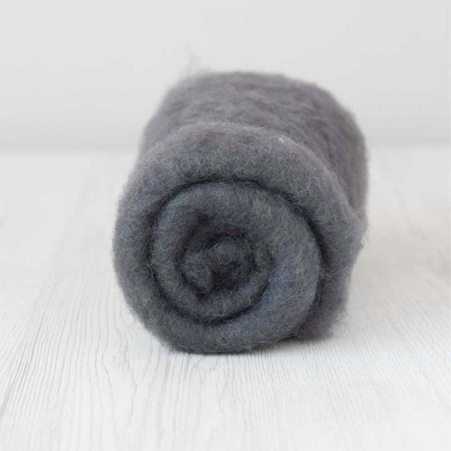 Carded Felt Wool Needle Felting Carded Batt Steel Grey Mouse Maori DHG Storm