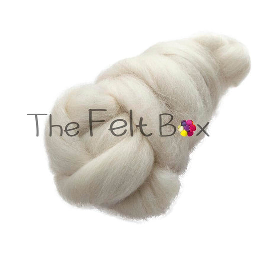 Wool Top, Texel Top 30 mic, 56's Felting and Spinning Fibre, Natural White Cream