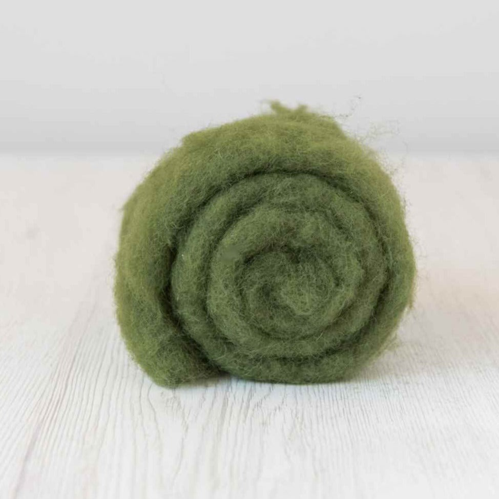 Carded Felt Wool Needle Felting Carded Batt Green Pear Maori DHG Ivy