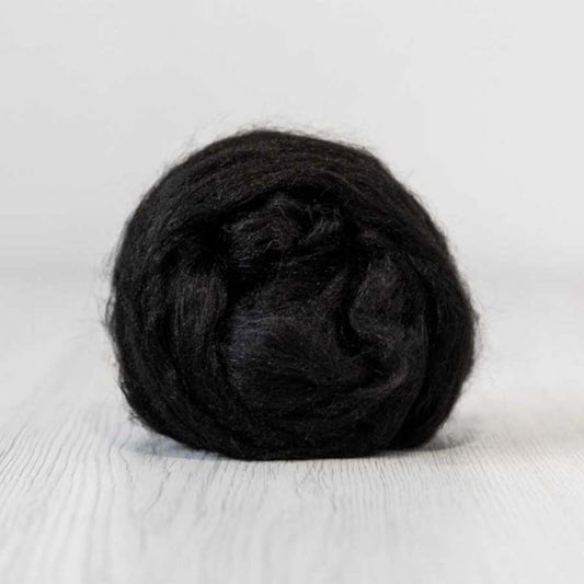 Viscose Fibre, Shiny Roving for Felting, Spinning. (DHG ) - Black  100g