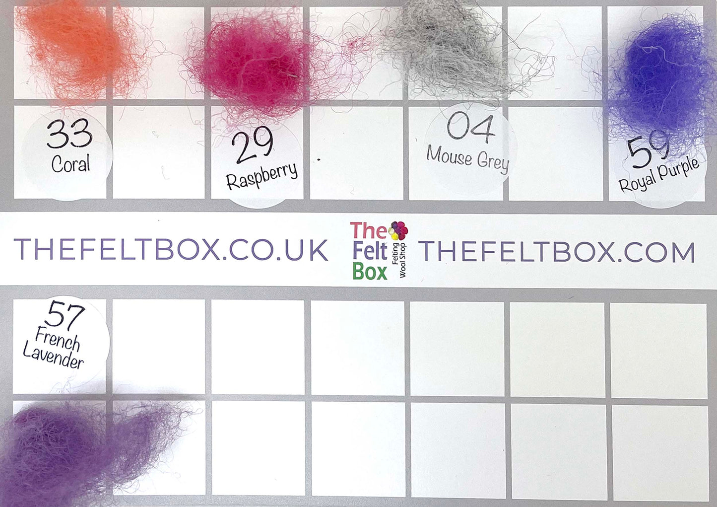 Needle Felting Wool Colour Chart Colour Samples, wool pieces on card