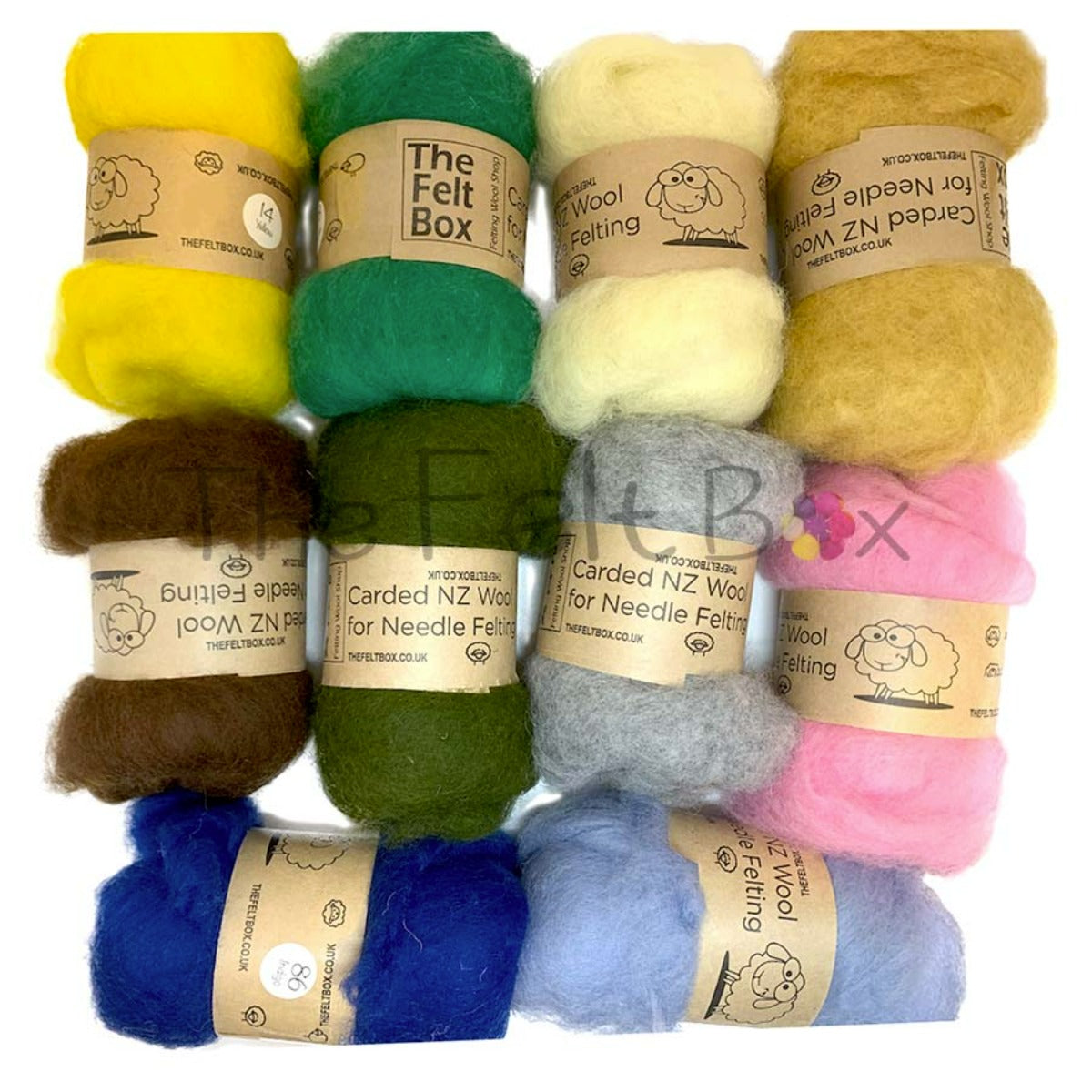 Needle Felting Carded NZ Wool Stack 10 colours customisable