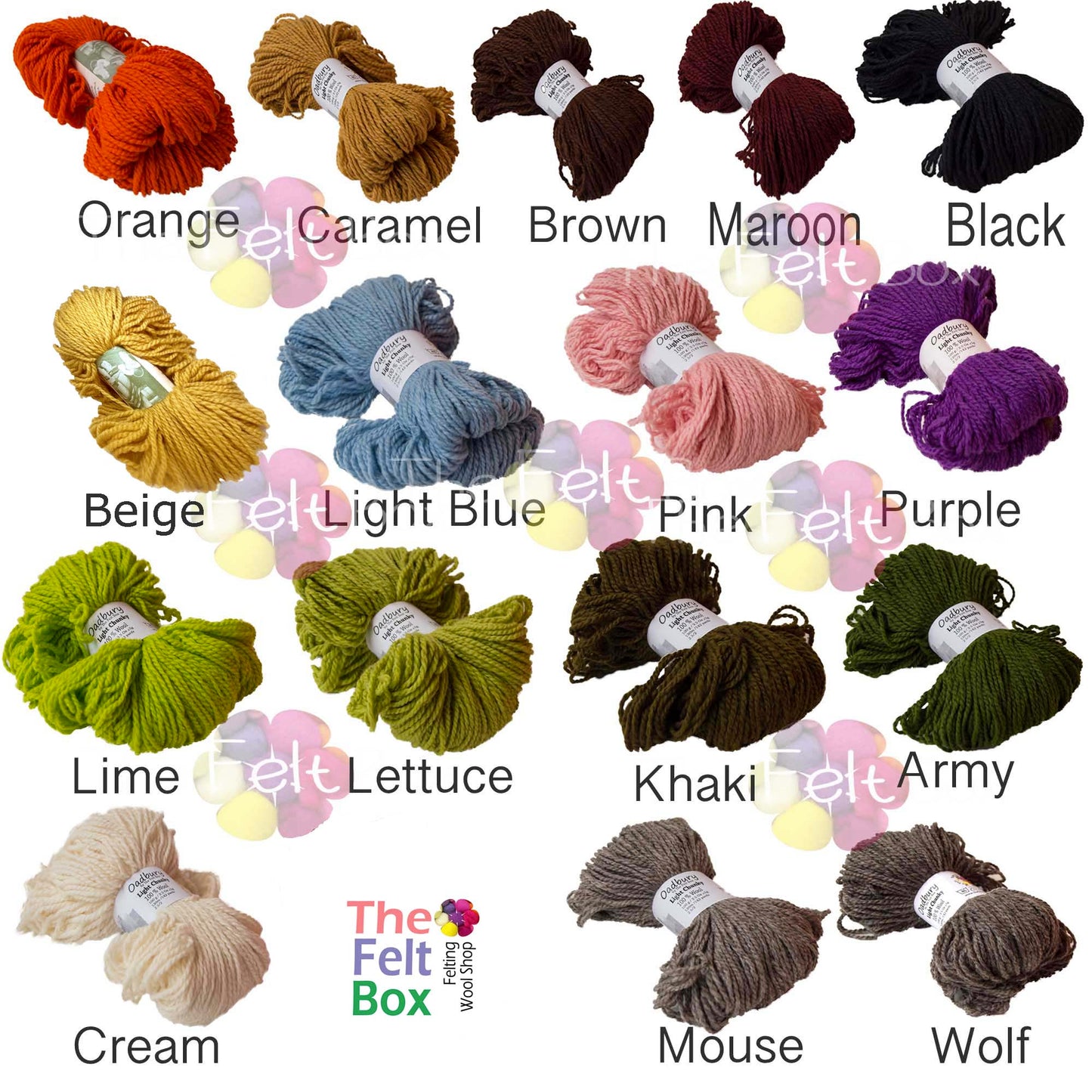 Knitting Yarn 100% Wool Oadbury 100g 3.5oz Hanks Light Chunky Thefeltbox