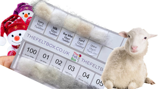 White carded wool for needle felting from The Felt Box — comparing Maori Snow and NZ Snow White shades