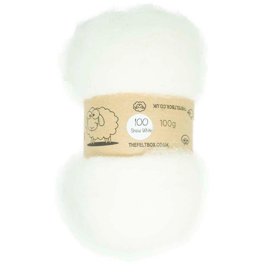 Carded Wool For Felting, Needle Felting Batting, Snow White ( 100 )