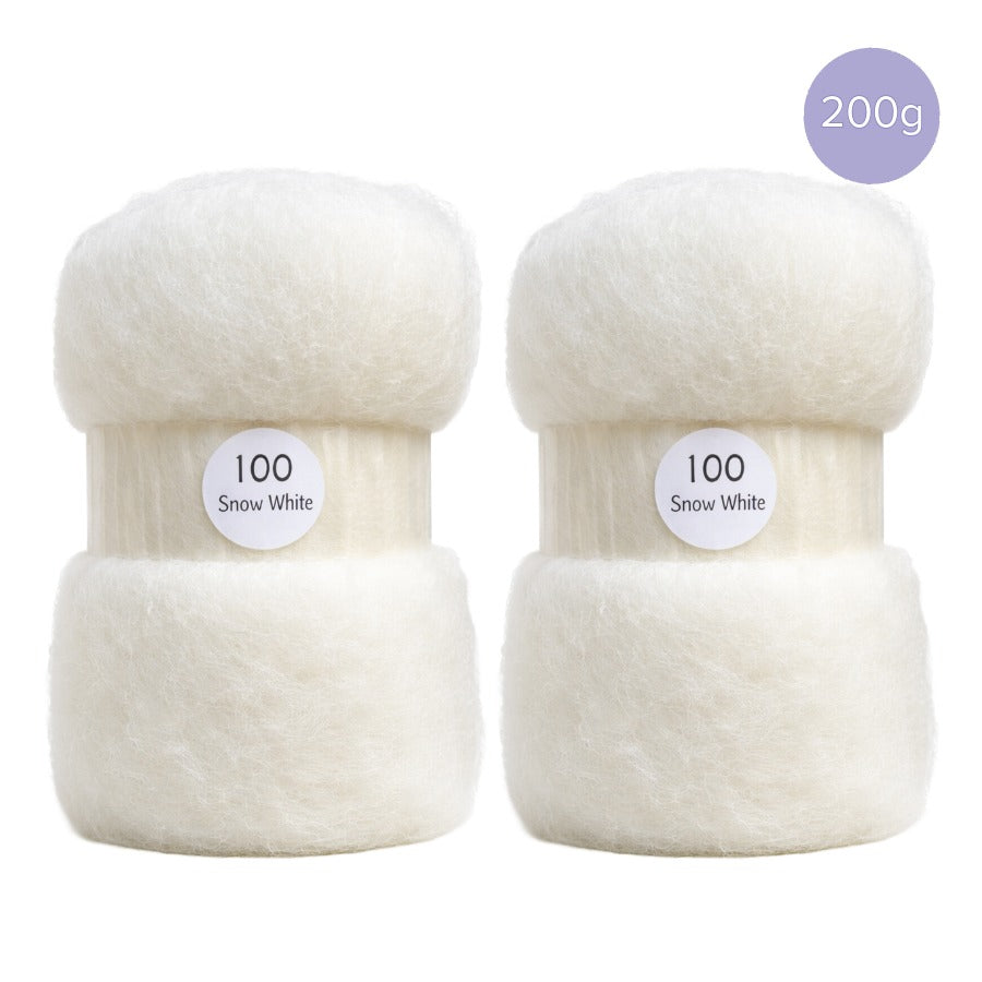 Carded NZ Wool for Needle Felting – Snow White #100