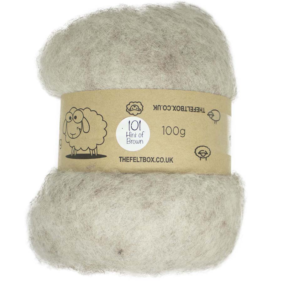 Carded Wool For Felting, Needle Felting Batting, Hint of Brown  ( 101 )