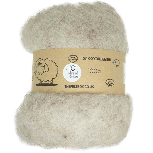 Carded Wool For Felting, Needle Felting Batting, Hint of Brown  ( 101 )