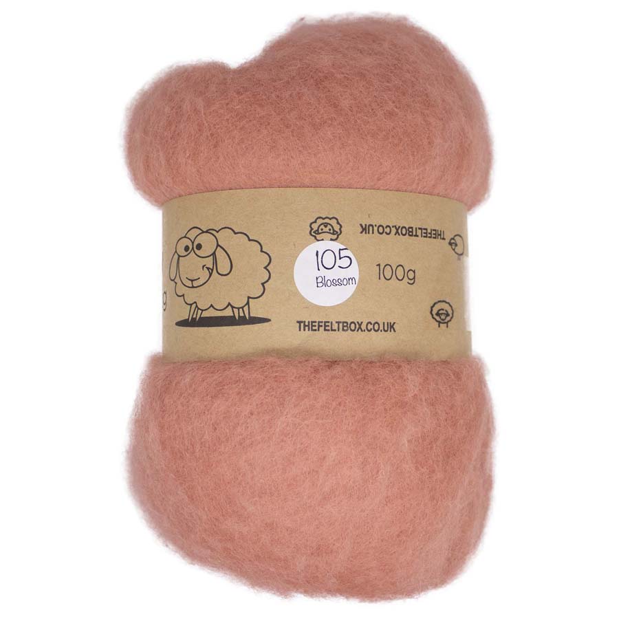 Carded Wool For Felting, Needle Felting Batting, Blossom  ( 105 )