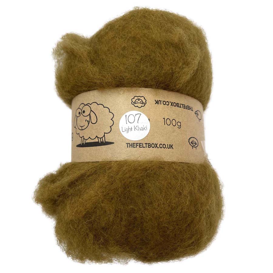 Carded Wool For Felting, Needle Felting Batting, Light Khaki  ( 107 )