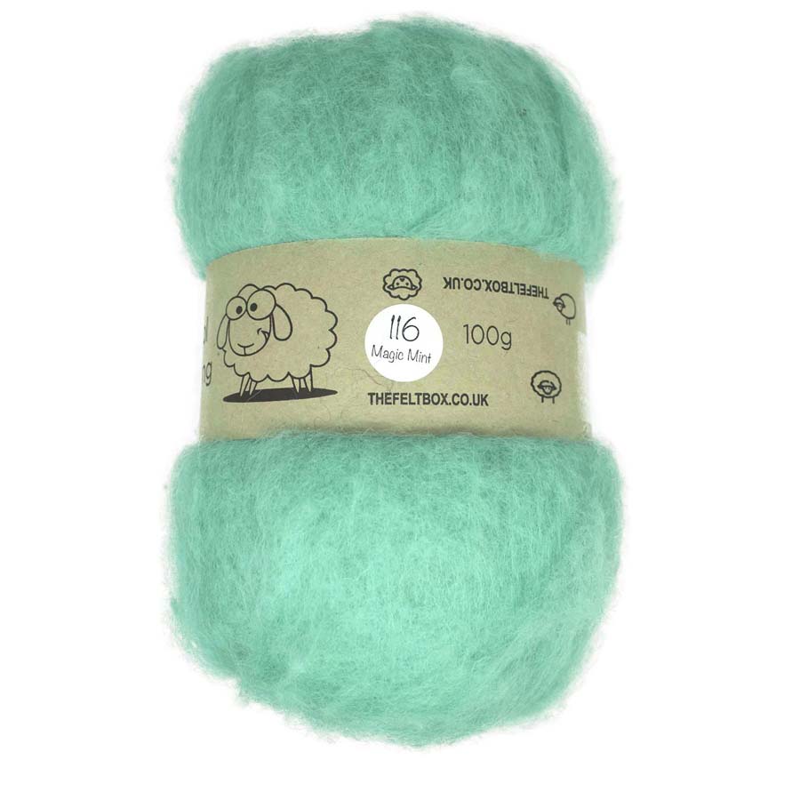 Carded Wool For Felting, Needle Felting Batting, Magic Mint  ( 116 )