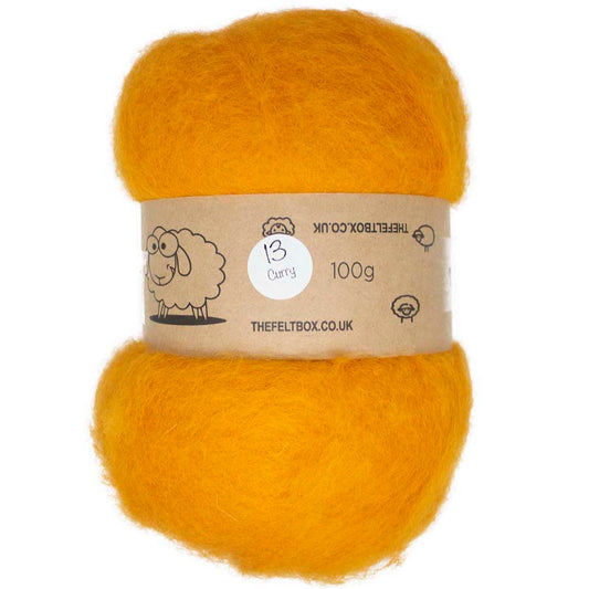 Carded Wool For Felting, Needle Felting Batting, Curry  ( 13 )