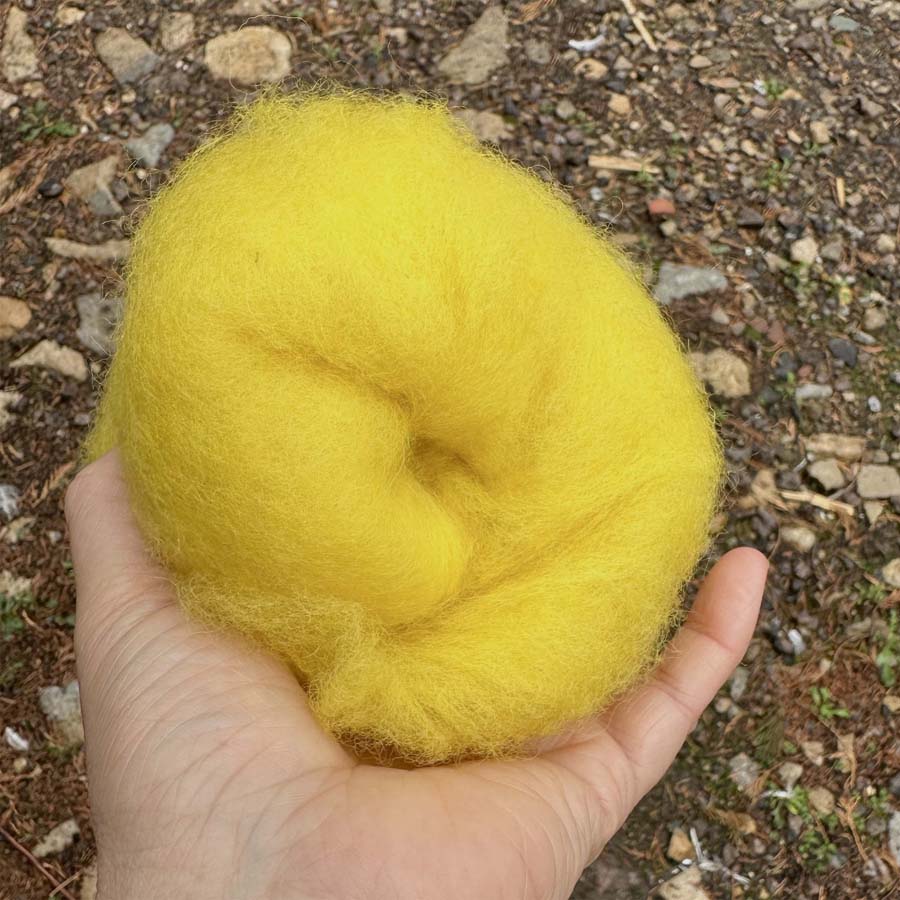 Carded Wool For Felting, Needle Felting Batting, Yellow  ( 14 )