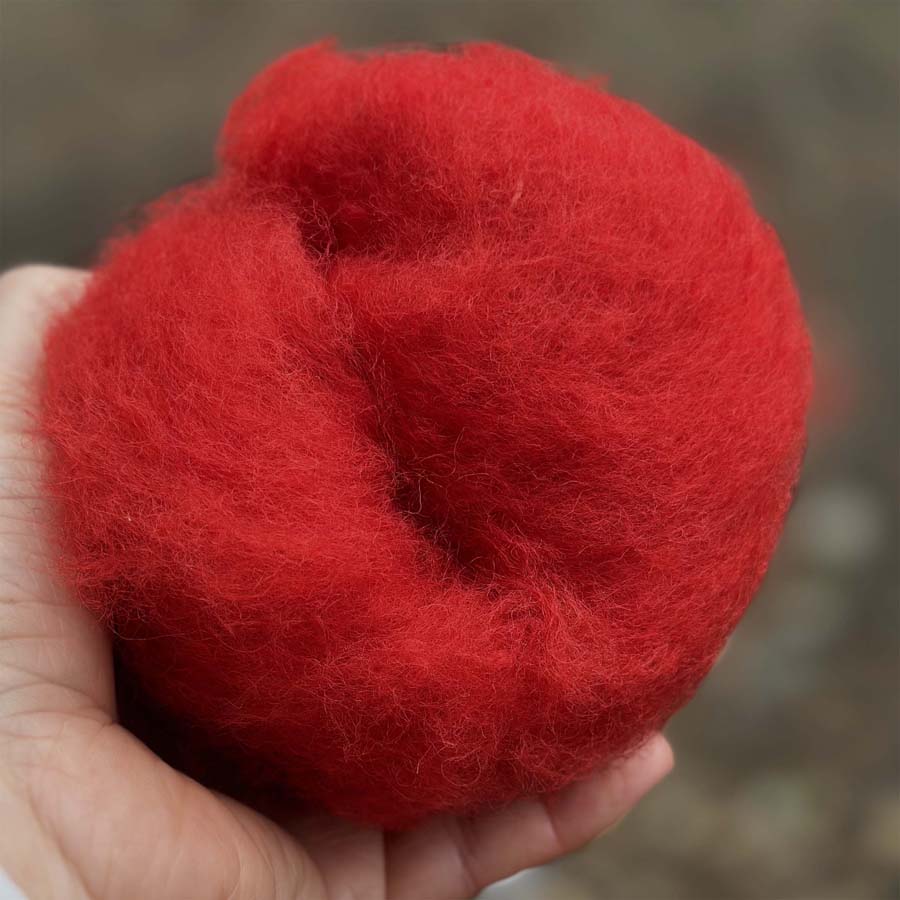 Carded NZ Wool For Needle Felting Batts - Red #28