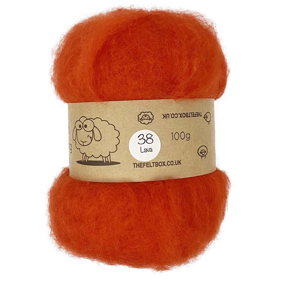 Needle Felting Wool Carded Batts Lava ( 38 )