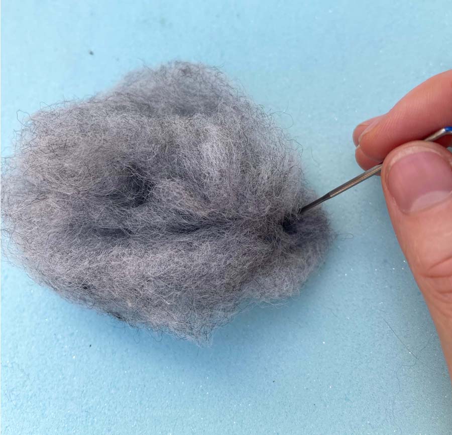 Carded Wool For Felting, Needle Felting Batting, Mouse Grey  ( 04)