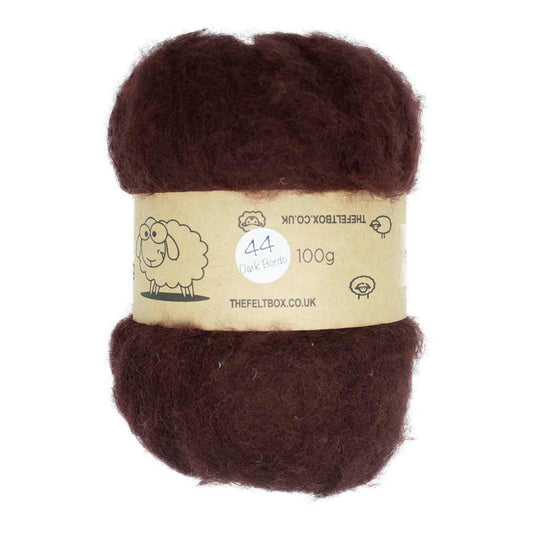 Needle Felting Wool Carded Batts Dark Bordo  ( 44 )