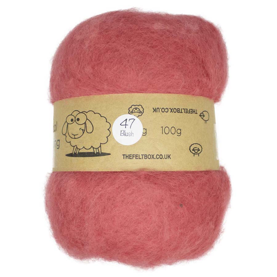 Carded Wool For Felting, Needle Felting Batting, Blush  ( 47 )