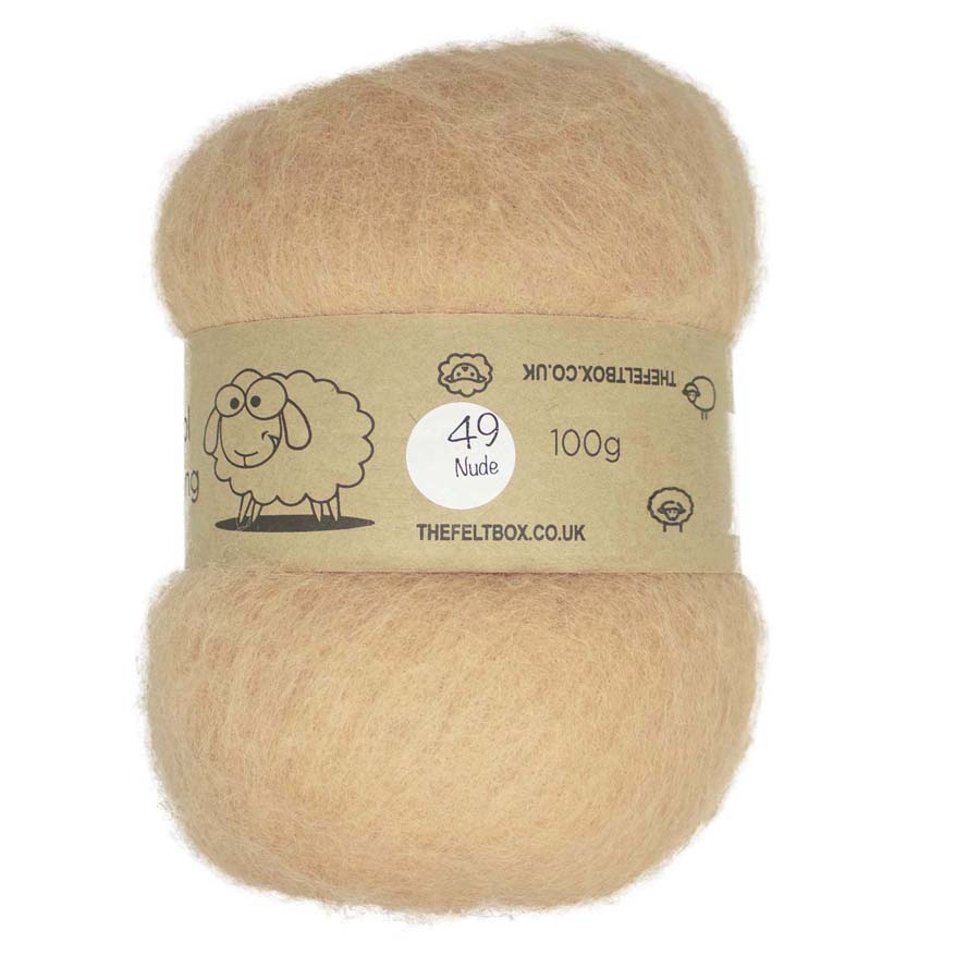 Carded Wool For Felting, Needle Felting Batting, Nude  ( 49 )