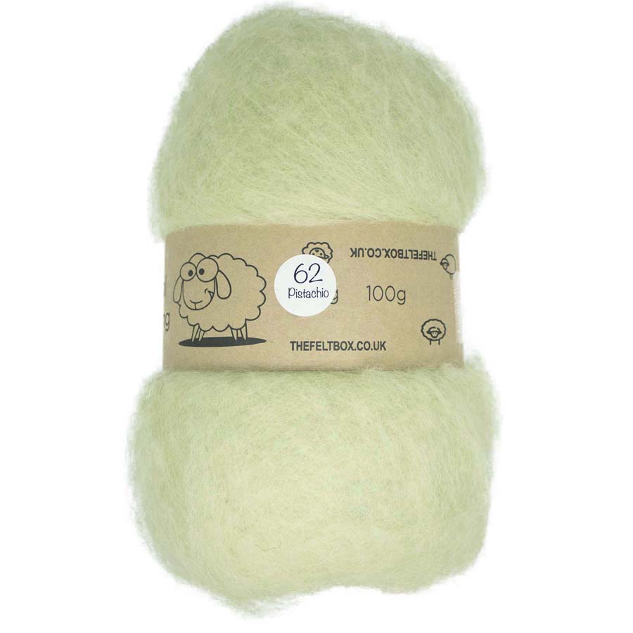 Carded Wool For Felting, Needle Felting Batting, Pistachio  ( 62 )