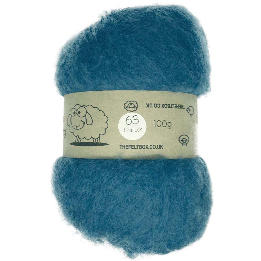 Carded Wool For Felting, Needle Felting Batting, Peacock  ( 63 )