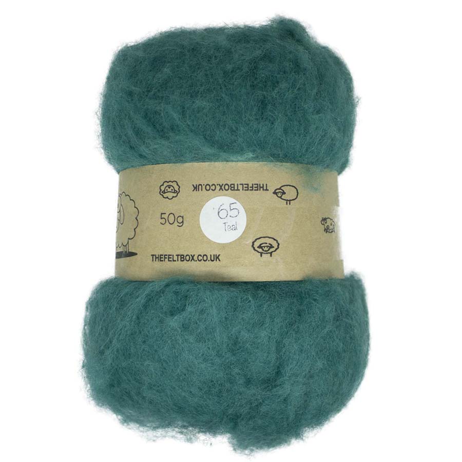 Carded NZ Wool For Needle Felting Batts - Teal #65