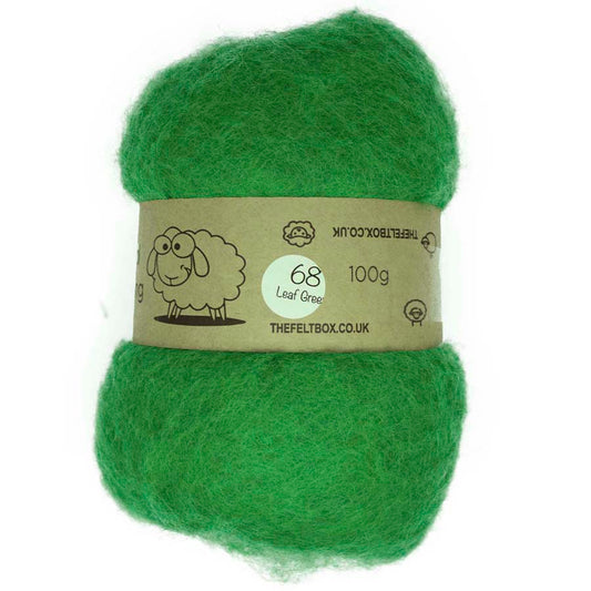 Carded Wool For Felting, Needle Felting Batting, Leaf Green  ( 68 )