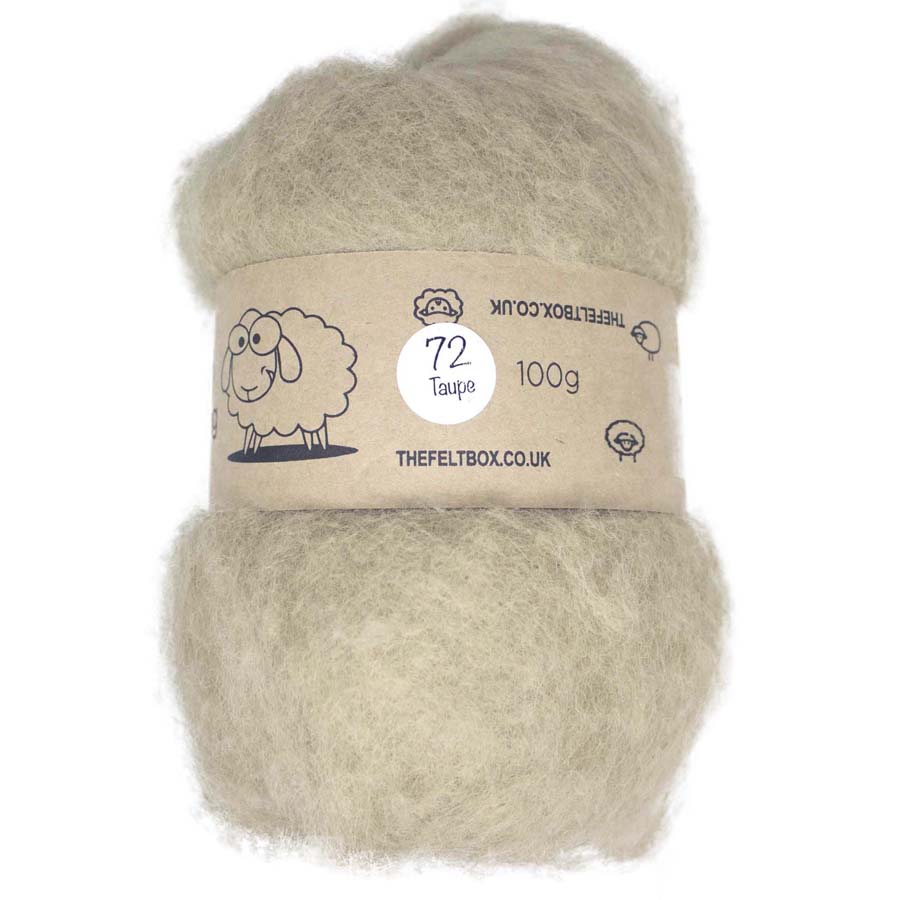 Carded NZ Wool For Needle Felting Batts - Taupe #72