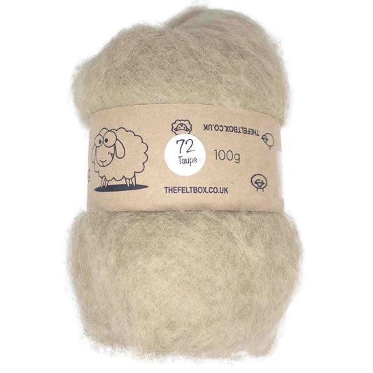 Carded Wool For Felting, Needle Felting Batting, Taupe  ( 72 )