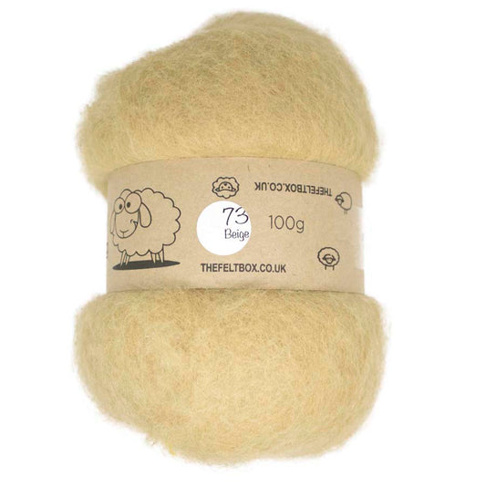 Carded Wool For Felting, Needle Felting Batting, Beige  ( 73 )