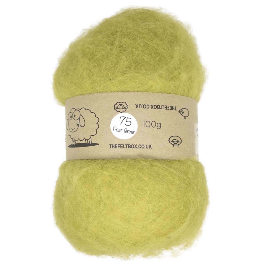 Carded Wool For Felting, Needle Felting Batting, Pear Green  ( 75 )