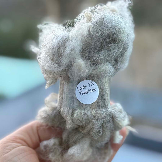 Shetland Fleece (76) Light Grey & Cream  14 g – Natural Felting Fibre UK