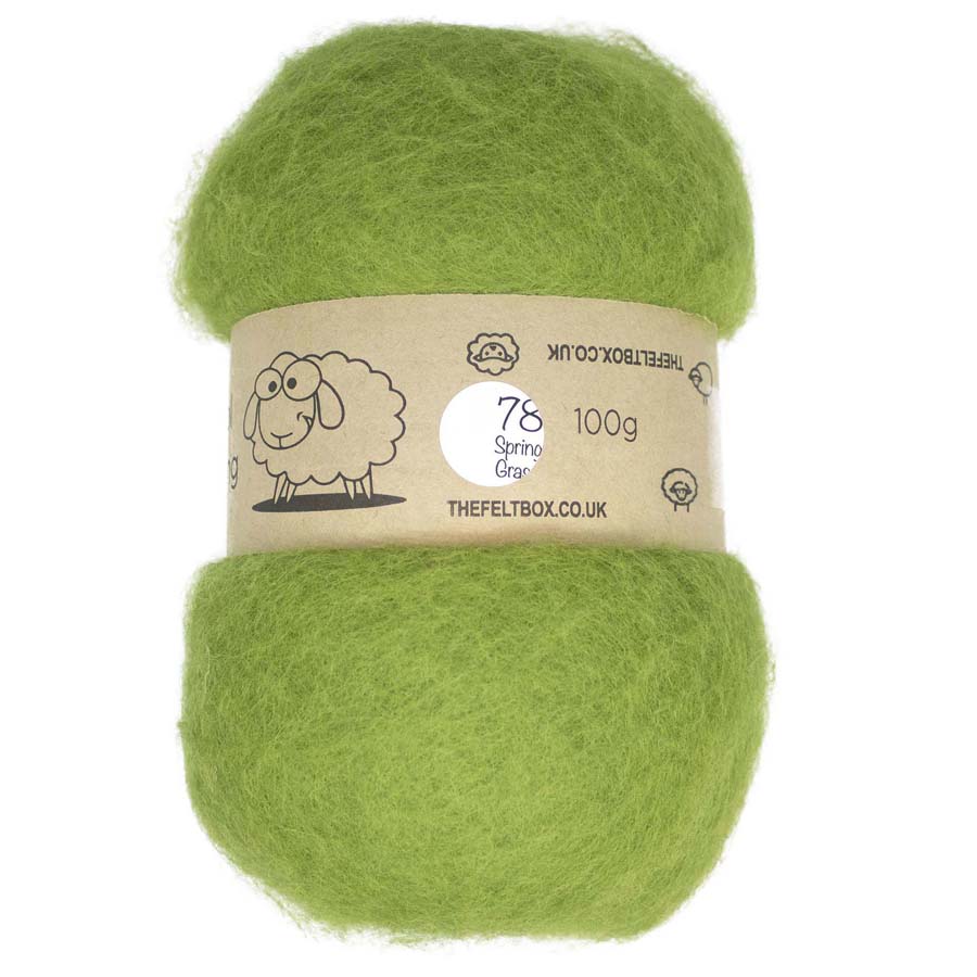 Carded Wool For Felting, Needle Felting Batting, Spring Grass  ( 78 )