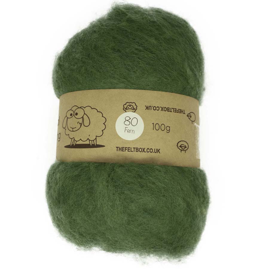 Carded Wool For Felting, Needle Felting Batting, Fern  ( 80 )