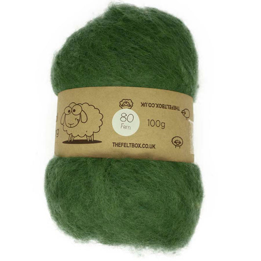 Carded Wool For Felting, Needle Felting Batting, Fern  ( 80 )