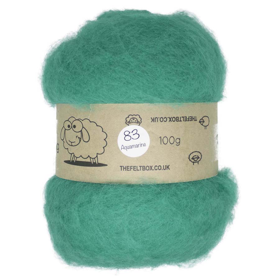 Carded Wool For Felting, Needle Felting Batting, Aquamarine  ( 83 )