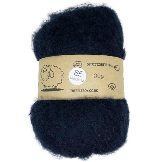 Carded Wool For Felting, Needle Felting Batting, Midnight Blue  ( 85 )