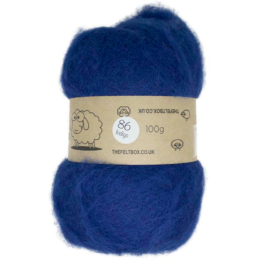 Carded Wool For Felting, Needle Felting Batting, Indigo  ( 86 )