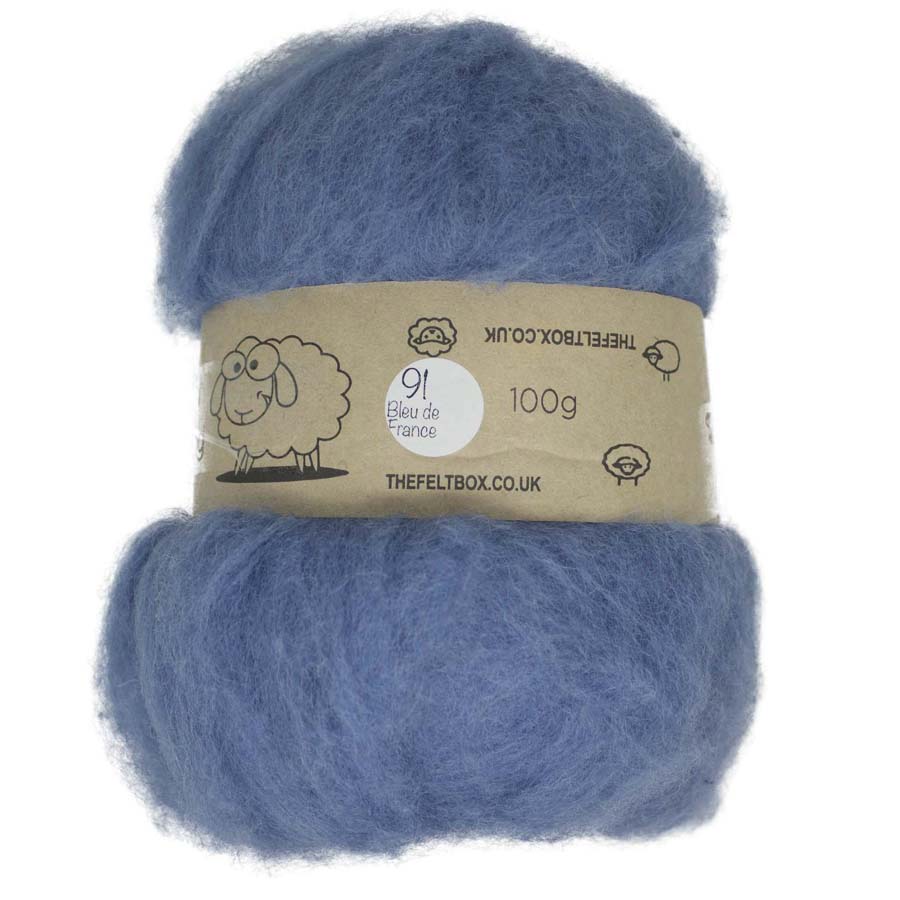 Carded Wool For Felting, Needle Felting Batting, Bleu de France  ( 91 )