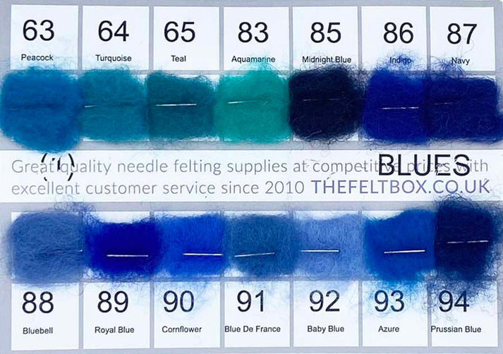Needle Felting Wool Colour Samples – Carded NZ Fibre Chart Cards UK ...