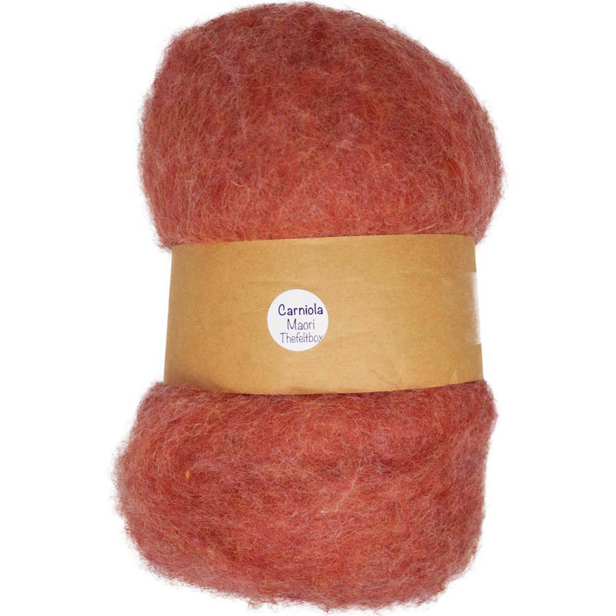 Carded Needle Felting Carded Batt Pink Red Maori DHG Carniola