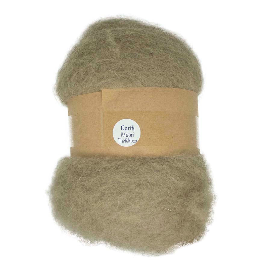 Carded Felt Wool Needle Felting Carded Batt Brown Beige Bear Maori DHG Earth